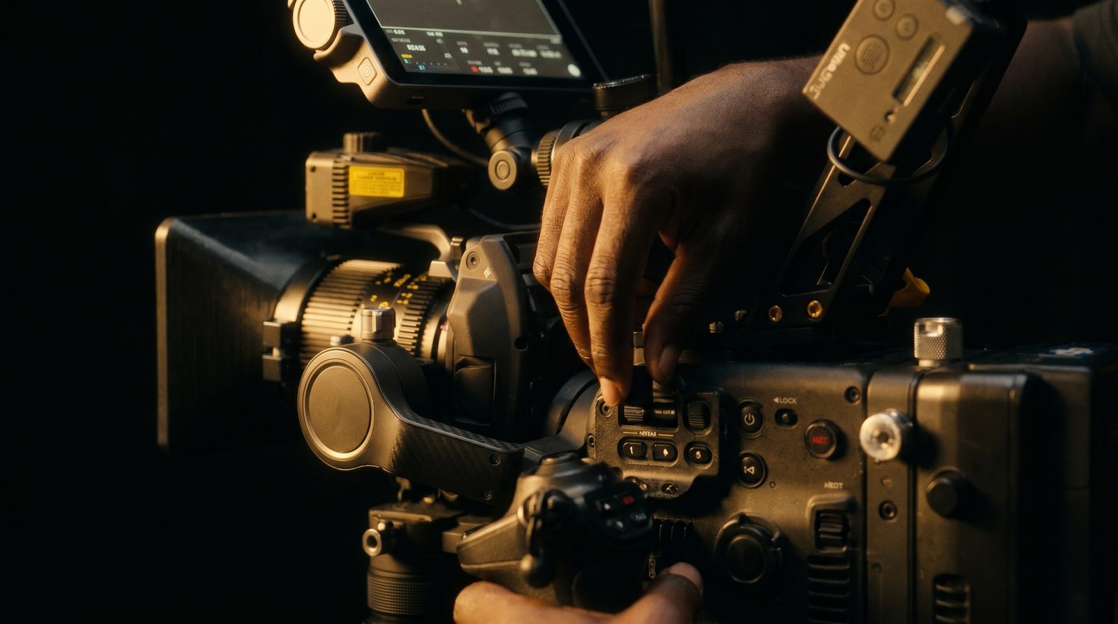 Operator running the Ronin 4D on set